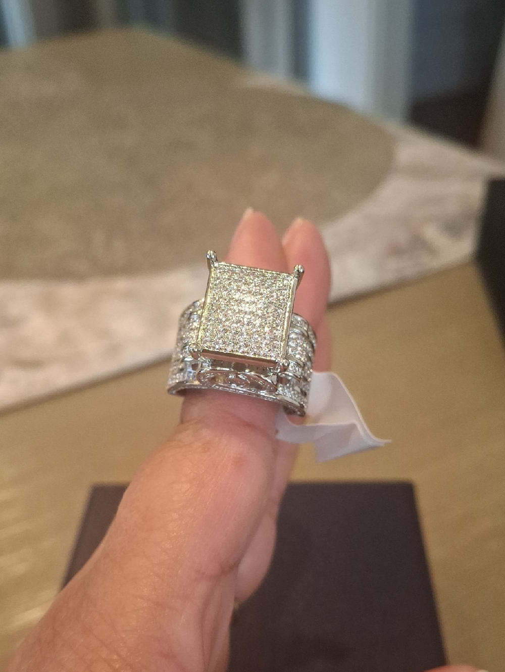 Silver Pave Square Cocktail Ring - Women Jewelry